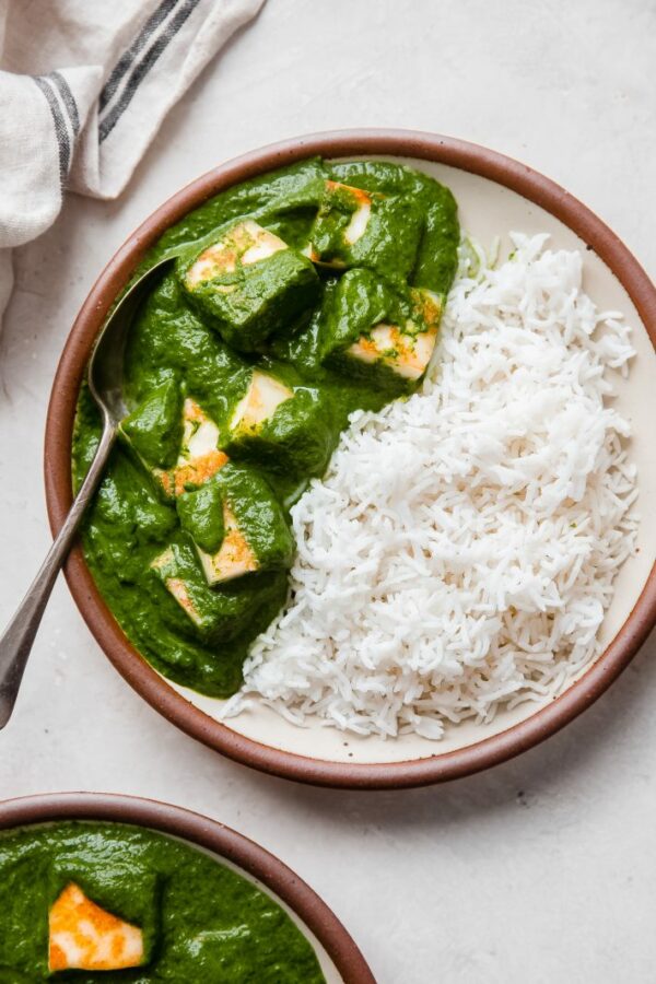 Desi Ghee Palak Paneer Chawal